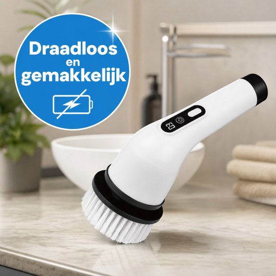 Nexxt Elektrische Schoonmaakborstel 9-in-1 - Draadloos - 3 Snelheden - Led Display - Uitschuifbare Steel - 60 Tot 90 Minuten - Voor Badkamer, Keuken, Tegels en Auto — afbeelding 3