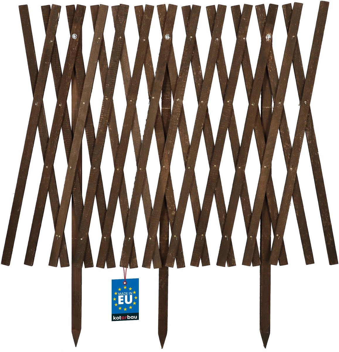 KOTARBAU® Bloembedrand - Tuinafscheiding - Houten Tuinhek 140 x 80 cm - Borderrand - Palissade - Uhuifbaar - Bruin