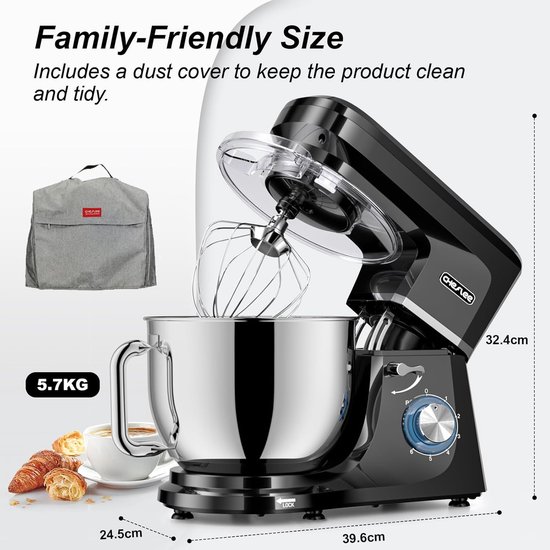 Keukenmachine - Food processor - Bakken en koken - Krachtige motor - 7.2L capaciteit - Zwart — afbeelding 4