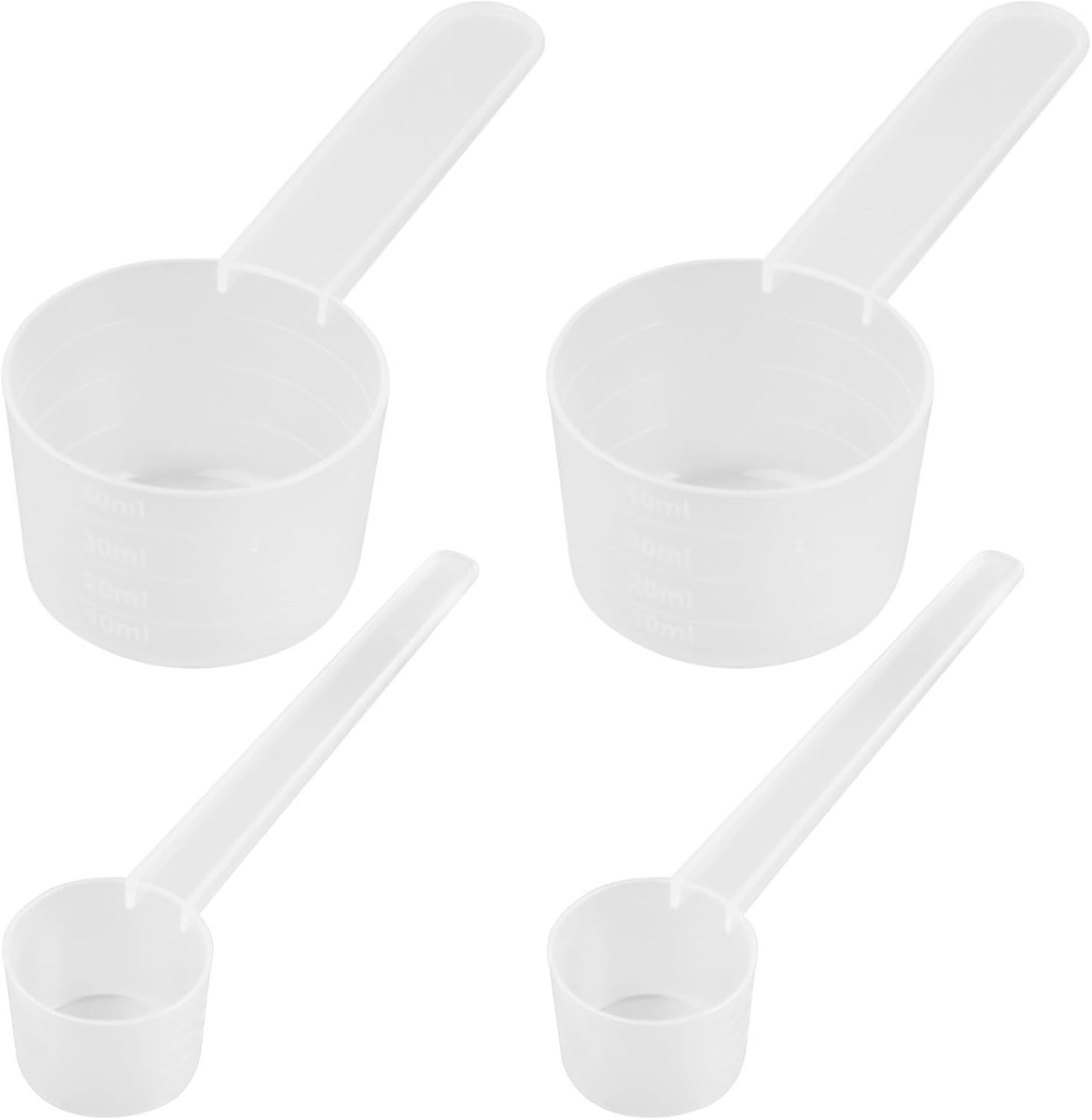 Set van 4 plastic maatlepels, 40 ml/20 g en 5 g - Perfect voor koffie, eiwitpoeder en vloeistoffen