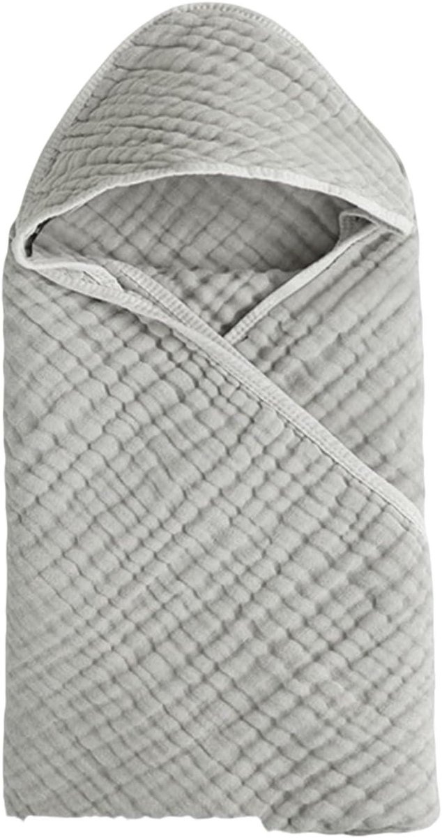 Baby Badjas met Capuchon - Baby Handdoek - Baby Verzorging - Huidzacht Katoen - 89 x 89cm - Grijs