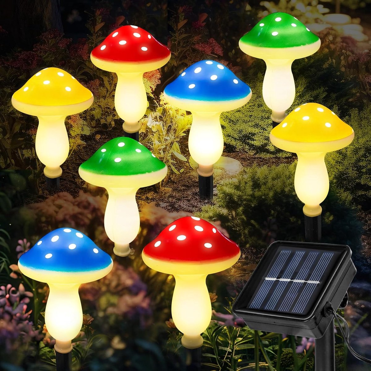 Tuinverlichting op zonne-energie, Paddestoel zonne verlichting, Solarlampen voor tuin, Zonne-paddenstoeltuinverlichting, Zonnelampen voor buitendecoratie, voor buiten, voetpad,yard,patio - 8 stuks [Energieklasse A]
