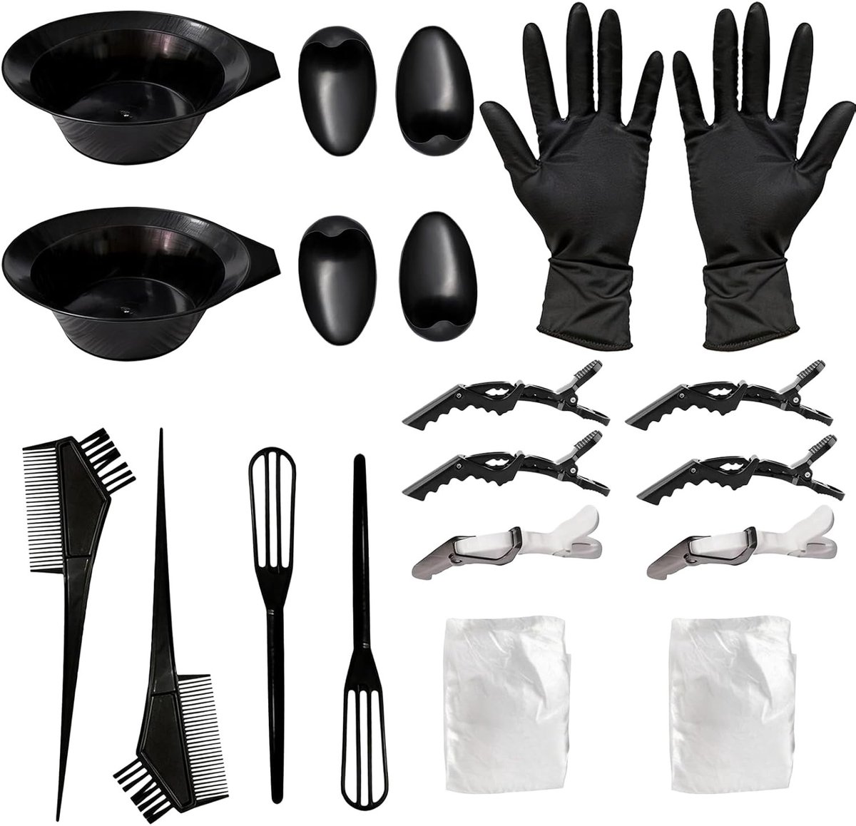 24 Piece Hair Colour Kit Paint Tools with Bowl Brush Gloves for DIY Salon Home - ShopVlot