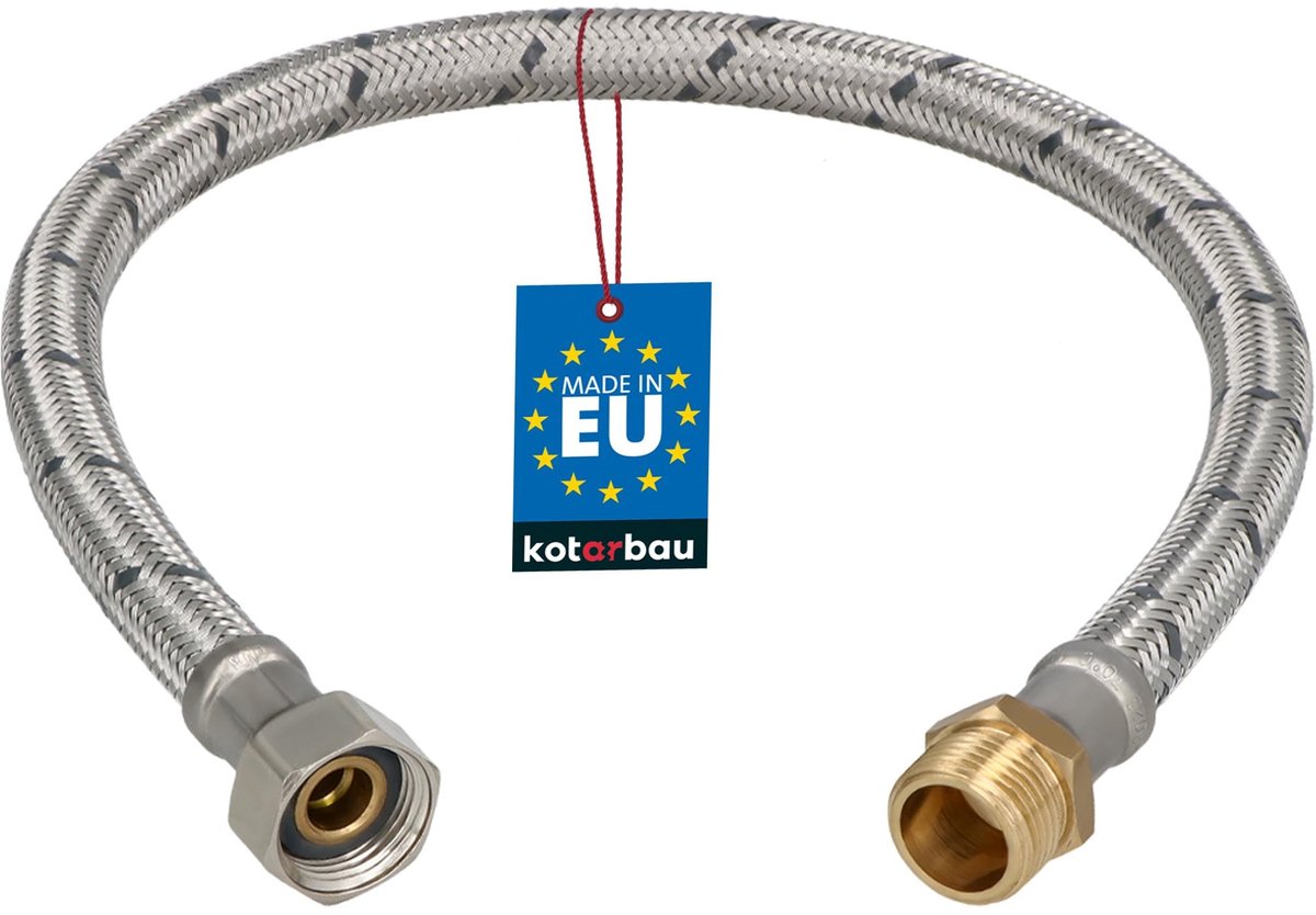 KOTARBAU® Flexibele Aansluitslang 3/8"x3/8" - Sanitaire Aansluitslang 50 cm - Flexibele Kraanslang - Buitendraad x Binnendraad - Aansluitslang Armatuur - Gevlochten Roestvrijstalen Aansluitslang