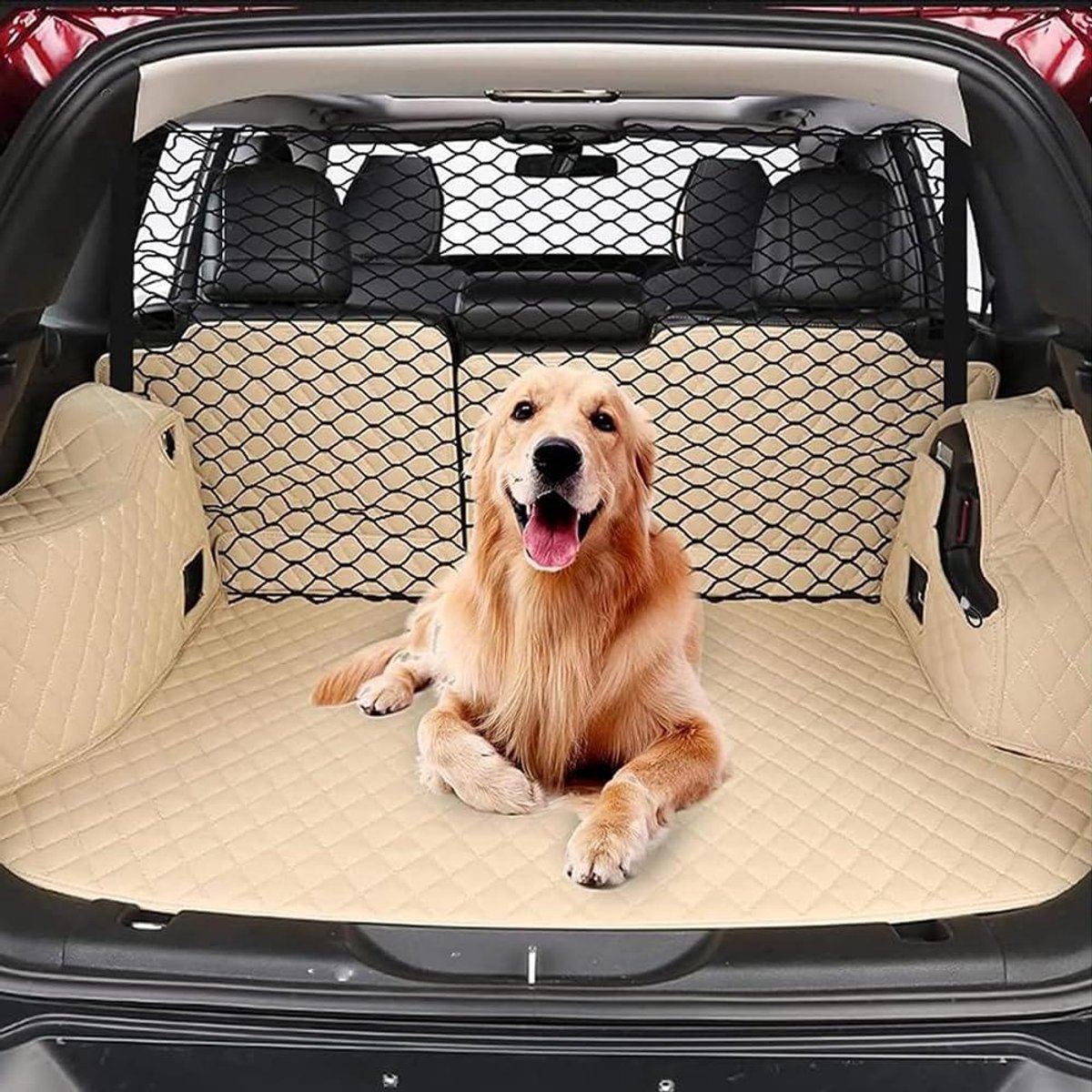 Hondenautobarrière - Hondenrek Kofferbak - Veilig Reizen - Dubbellaags Ontwerp - Universeel - Zwart