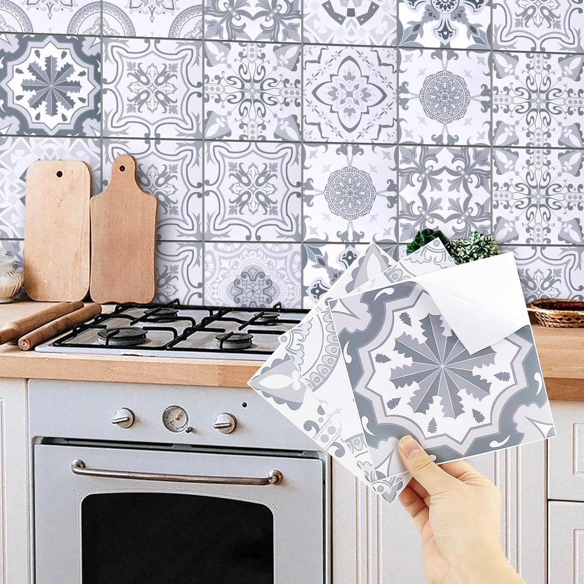 SnelShoppen - Pack van 24 Tegel Stickers, Zelfklevende Tegels, Muur Tegel Stickers voor Badkamer en Keuken (15 cm x 15 cm), Waterdicht en Verwijderbaa