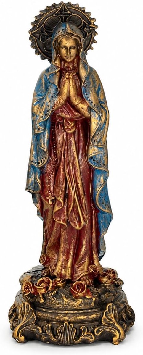 SnelShoppen - Gezegend Moeder Maria Standbeeld 20,5 cm - Handgeschilderde Madonna Maagd Maria Biddende Figuur - Elegant Woondecoratie & Inspirerend Ca