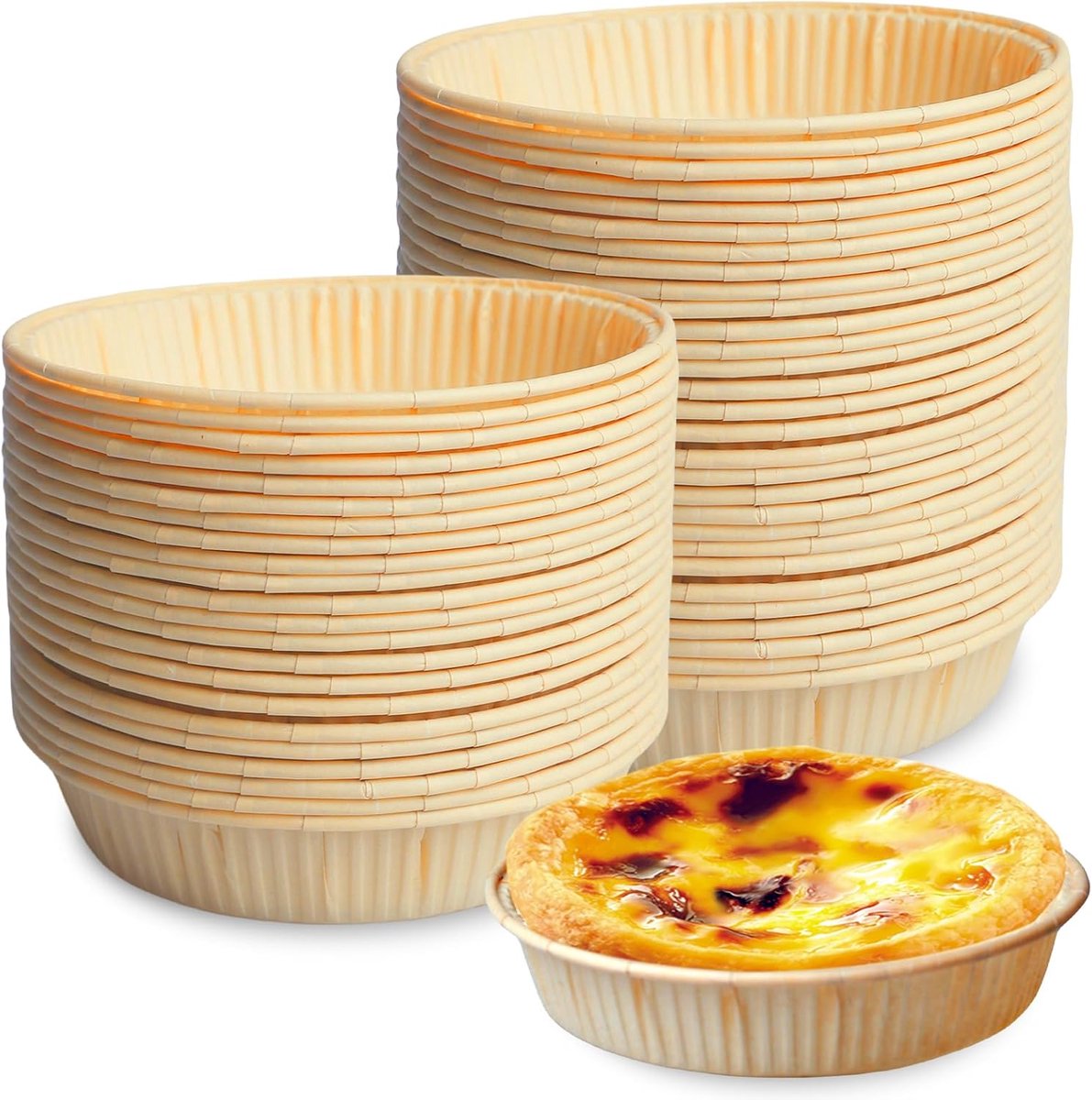 SnelShoppen - Pack van 100 Papieren Mini Cakevormpjes, Diameter 9.2 cm, Ronde Bakvorm voor Heteluchtoven, Ovens & Magnetron, Geel