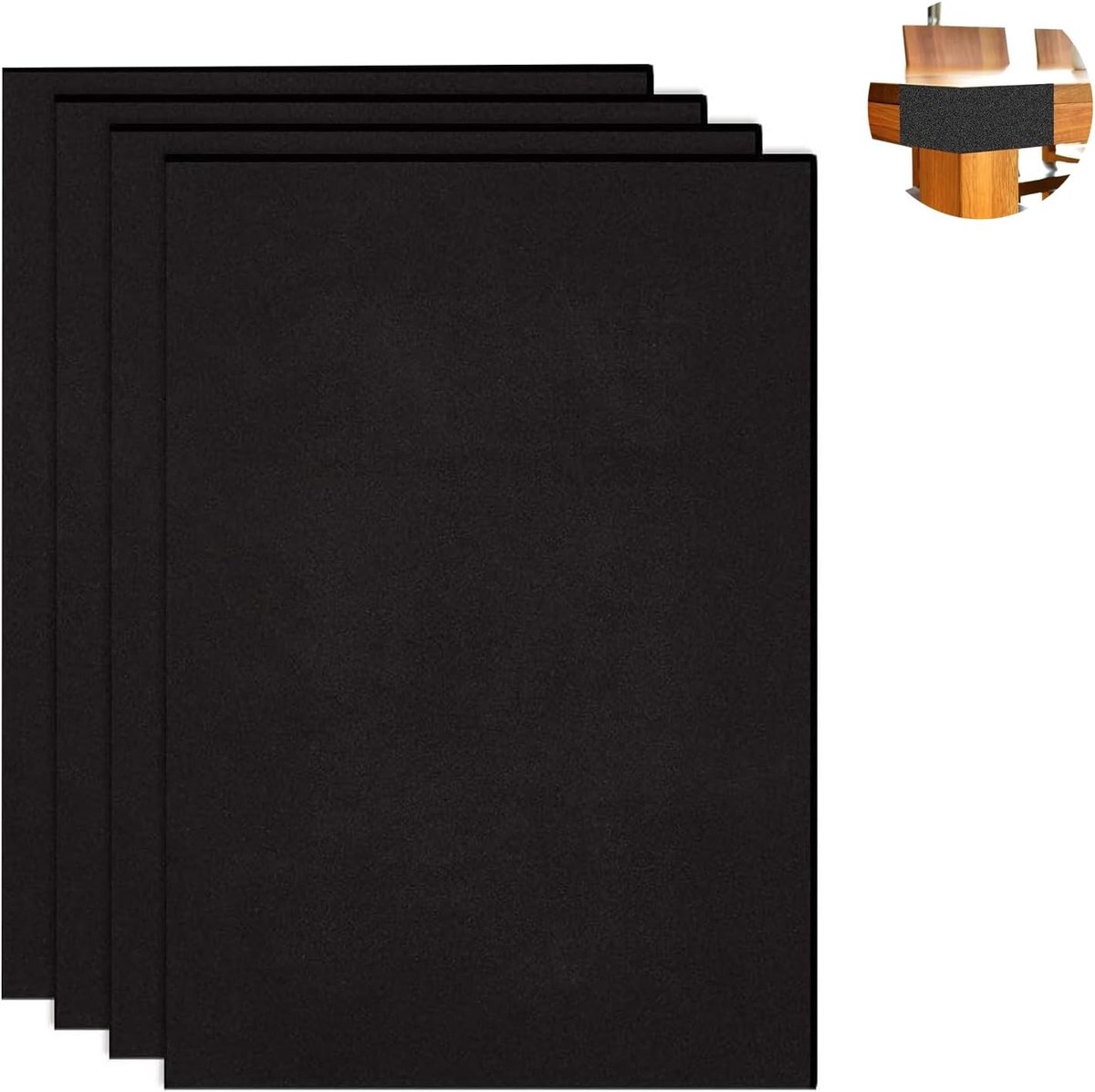 Pack of 4 Self-Adhesive Foam Sheets (21 x 30 x 0.3 cm), Black EVA Foam Pads with Adhesive Coating for Furniture Shock - ShopVlot