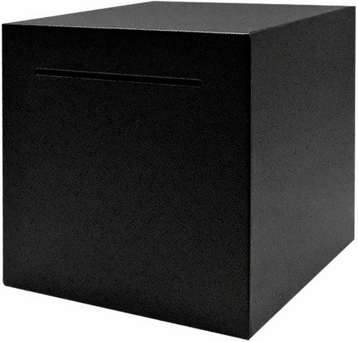 Money box black stainless steel, not to open, 12 x 12 x 12 cm coins and notes money box for adults and children - ShopVlot