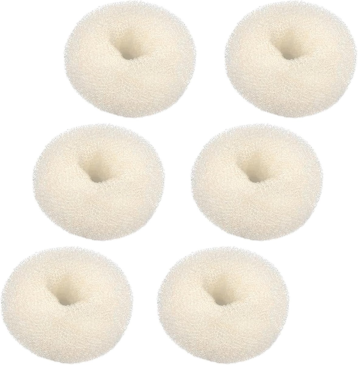 SnelShoppen - 6-delige Haar Bun Maker Set - 6 Witte Bun Kussens, Voor Bun/Flower Bun/Top Knot, Beige/Gouden Haaraccessoires, Ideaal Voor Vrouwen Meisj