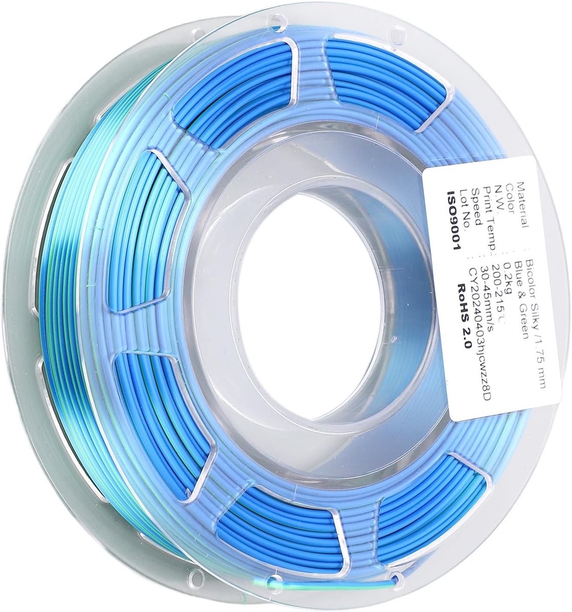 SnelShoppen - 3D Printer PLA Filament Dual Color Blauw Groen & Donker Paars 1.75Mm 200g Spoel - Unieke Glanzende Textuur, Sterk Silk PLA voor FDM 3D P