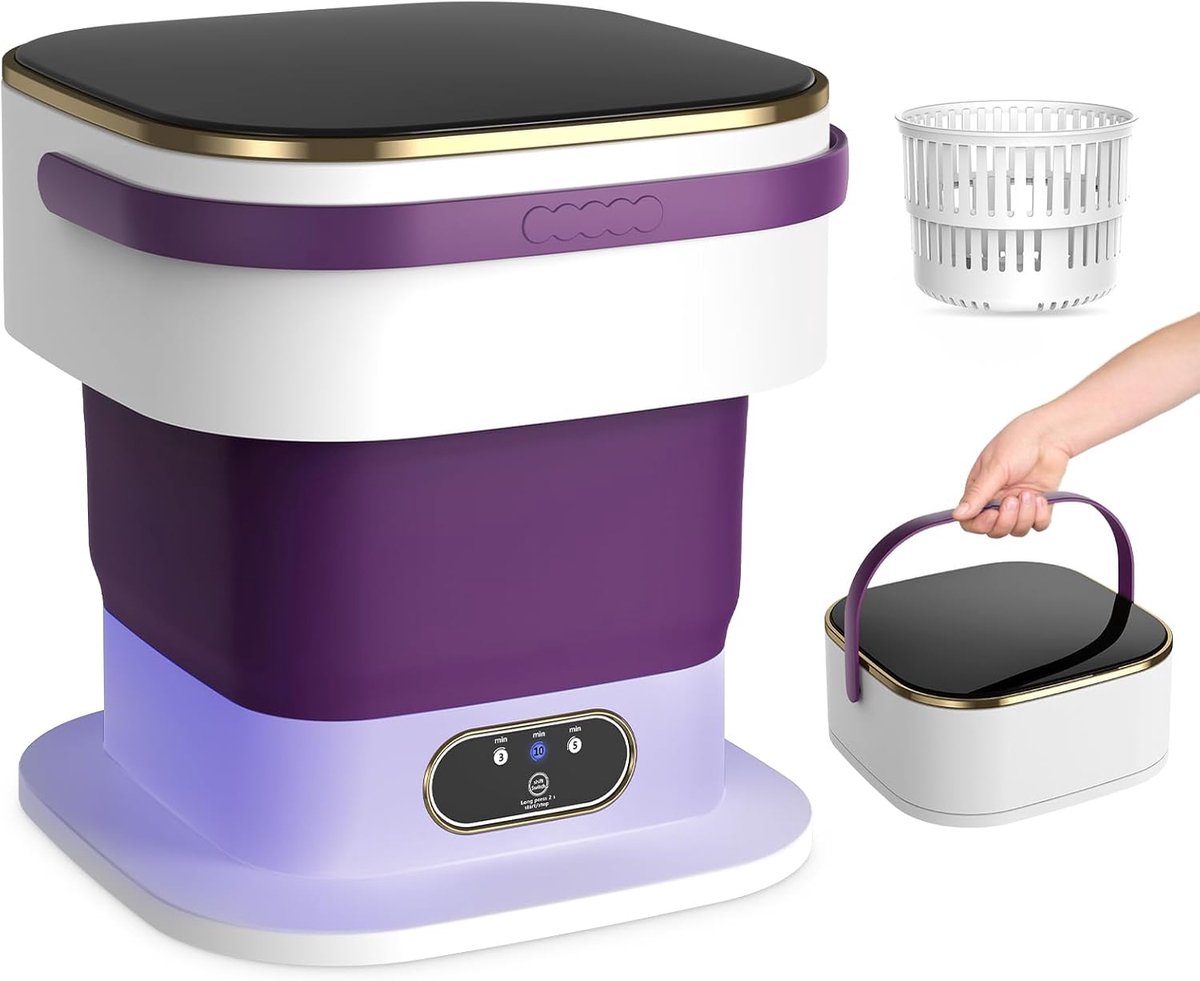 SnelShoppen - Draagbare Wasmachine 15L Mini Wasmachine met Centrifuge en 3 Wasmodi voor Kleine Kleding, Vouwbare Mini Wasmachine voor Appartementen, S