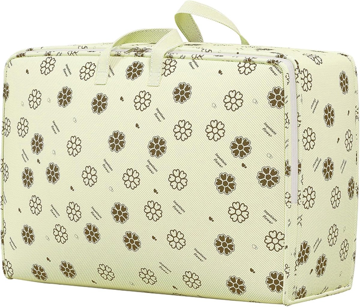 SnelShoppen - Opbergzak met Rits voor Kleding, Beddengoed, Dekens, Kledingopslag, Vakantiezak, 59 x 23 x 40 cm, Beige