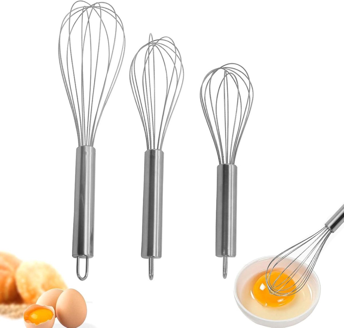 2 Whisks, Hand Mixer, Semi-Automatic Rotating, Stainless Steel Rotating Mixer, for Mixing Ingredients in Cooking - ShopVlot