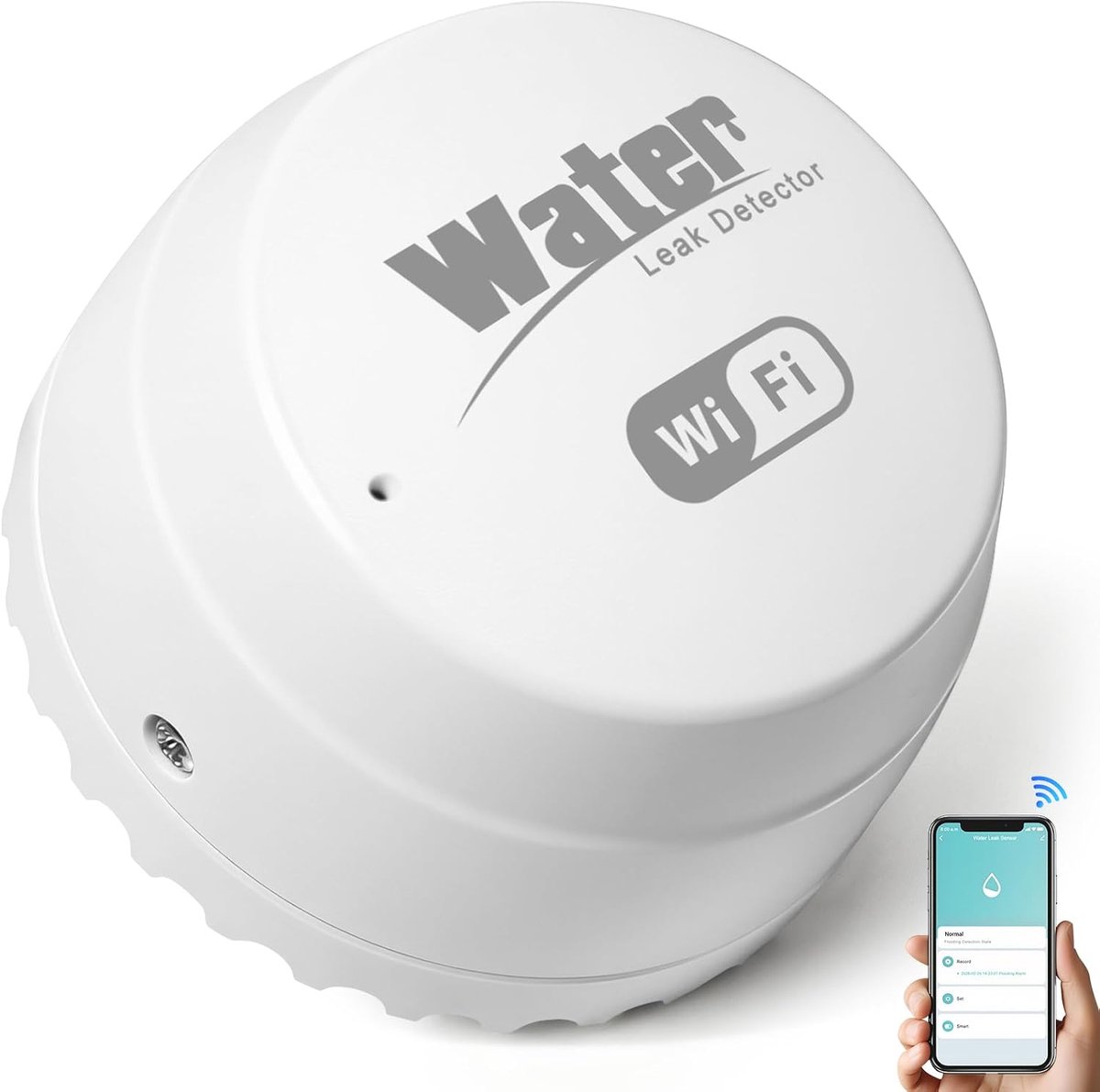 SnelShoppen - Wifi Waterdetector, Wateralarm met Tuya App, Slimme Watersensor 0.3 mm Detectie voor Kelder, Badkamer, Keuken, Garage en Zolder, Alleen