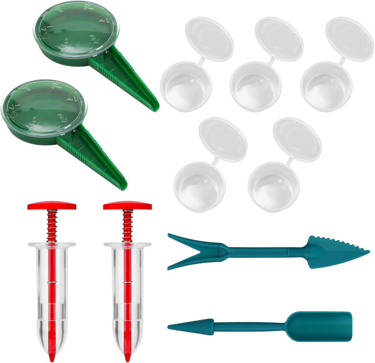 SnelShoppen - 11-delige Mini Handmatige Zaai Toolset, Plastic Mini Zaaddispenser voor Groenten zoals Wortel, Sla, Gras en Spinazie, Ideaal voor Tuinie