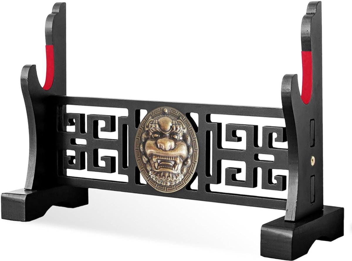 SnelShoppen - Katana Houder Wandmontage Zwaardstandaard voor Samurai Zwaarden met Padded Display en Decoratieve Hangpendant - Robuuste Zwaardhouder va