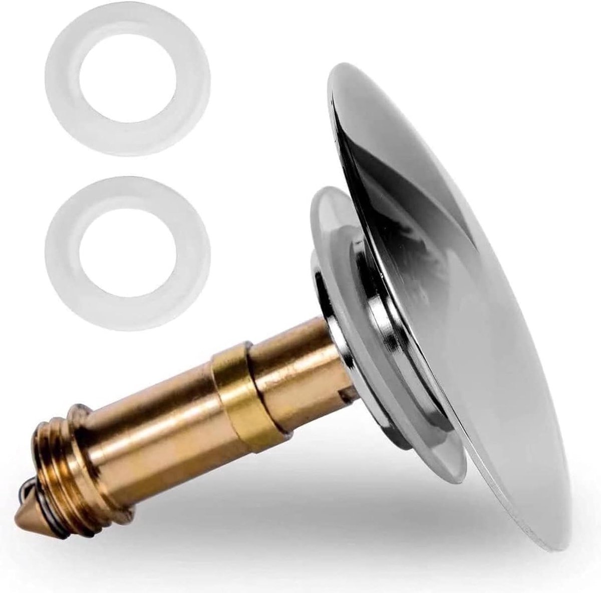 SnelShoppen - Pop-Up Click-Valve Chroom Wastafelafvoer Stopper - Messing Afvoerplug Voor Wastafel Keuken Onderkast - Geen Lekkage, Anti-Roest, Hoogwaa