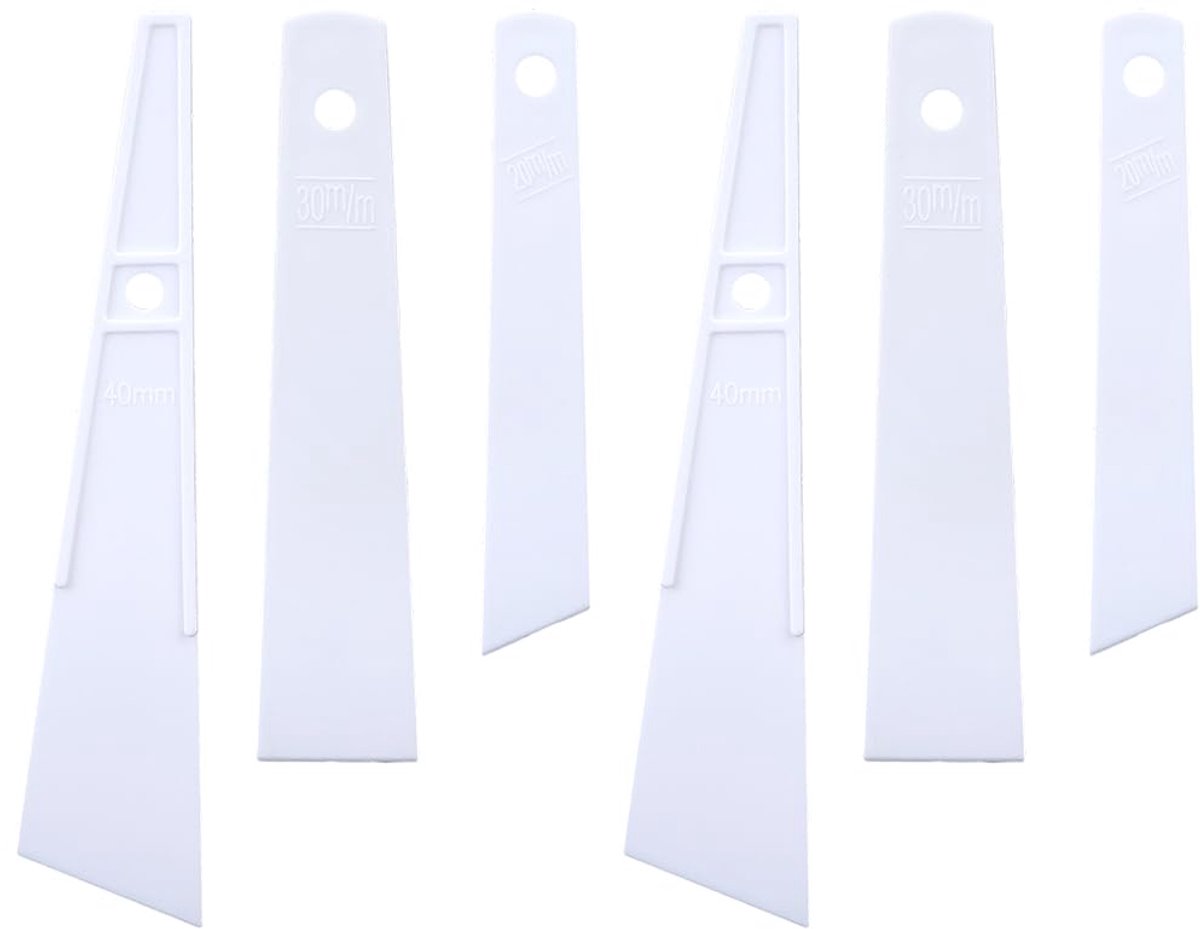 SnelShoppen - 12 Stuks Plastic Lijm Applicator en Schraper Set - Kleine Witte Smeer Plaat met Gemengde Vormen voor Lederwerk, Houtwerk, Behang en Kuns