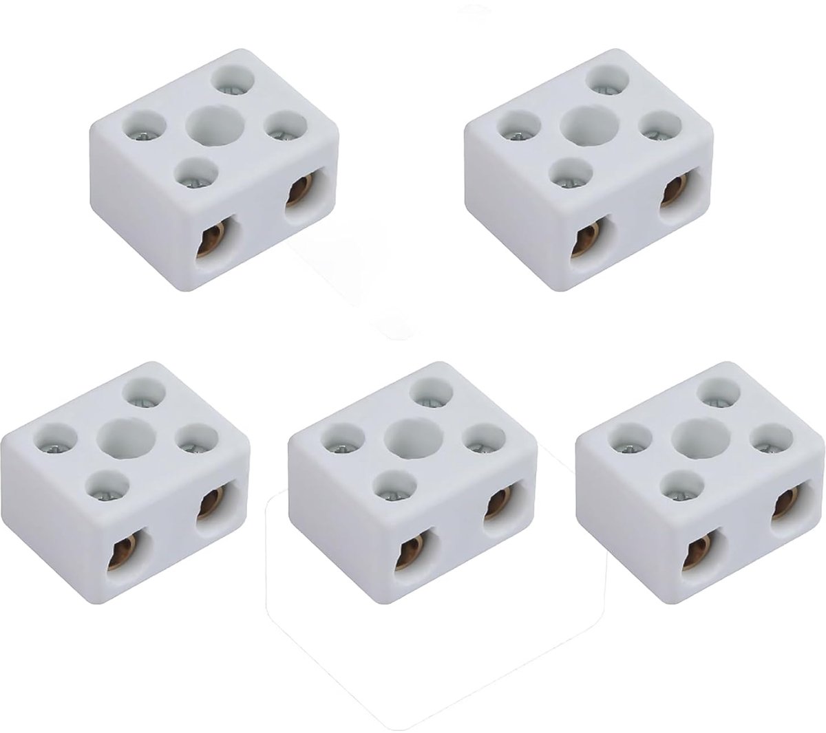 SnelShoppen - 2 Keramische Aansluitblokken 150 A, 250 V, Porseleinen Verbindingen met 15-20 mm Ingangsgat voor Elektrische Kabeleindes (2 Stuks)