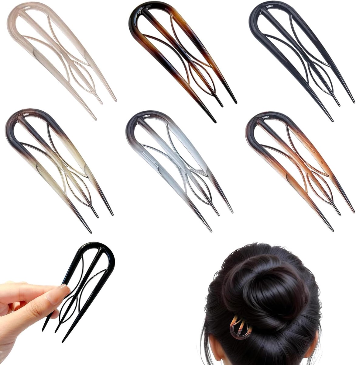 SnelShoppen - 6x Grote Franse Haarspelden, U-vormige Haarclip, Duurzaam Haren Klem voor Vrouwen, Ideaal voor Diverse Haarstijlen, Lange Duurzame Haara