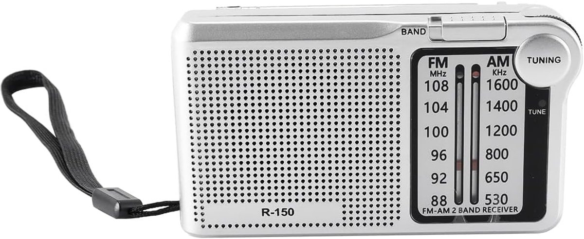 SnelShoppen - Draagbare Vintage Radio AM/FM - Compacte Batterij Aangedreven Radio voor Camping, Tuin, Feest en Thuisgebruik - Lichtgewicht Ontwerp