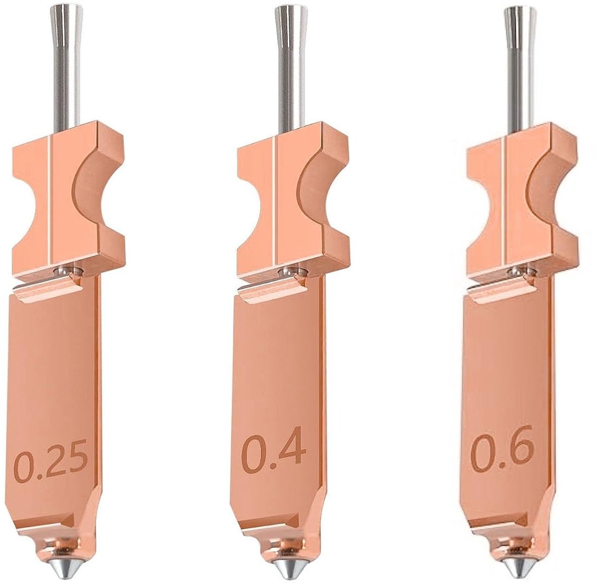 SnelShoppen - Upgrade Nozzle Hotend Kit voor AD5X 3D Printer, 3PCS Volledig Metalen Snelle Afneembare Nozzle Set met 0.25MM/0.4MM/0.6MM Maten voor PLA