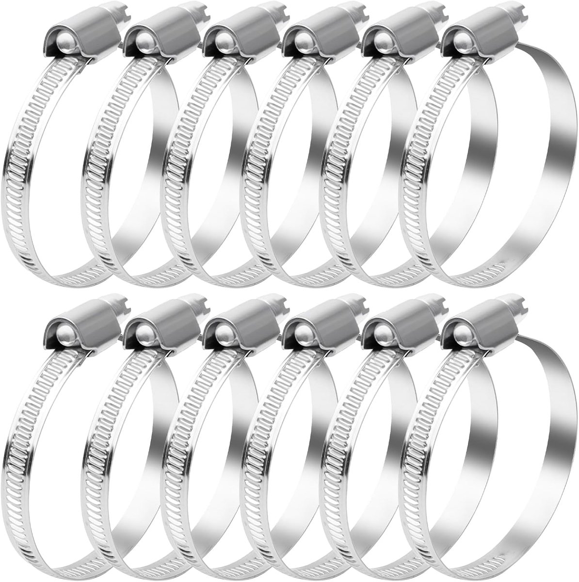 SnelShoppen - 12 Stuks RVS Slangklemmen 40–60 mm Hoogwaardige RVS Slangklemmen Set Universele Slangklemmen voor Water, Lucht, Brandstofslangen