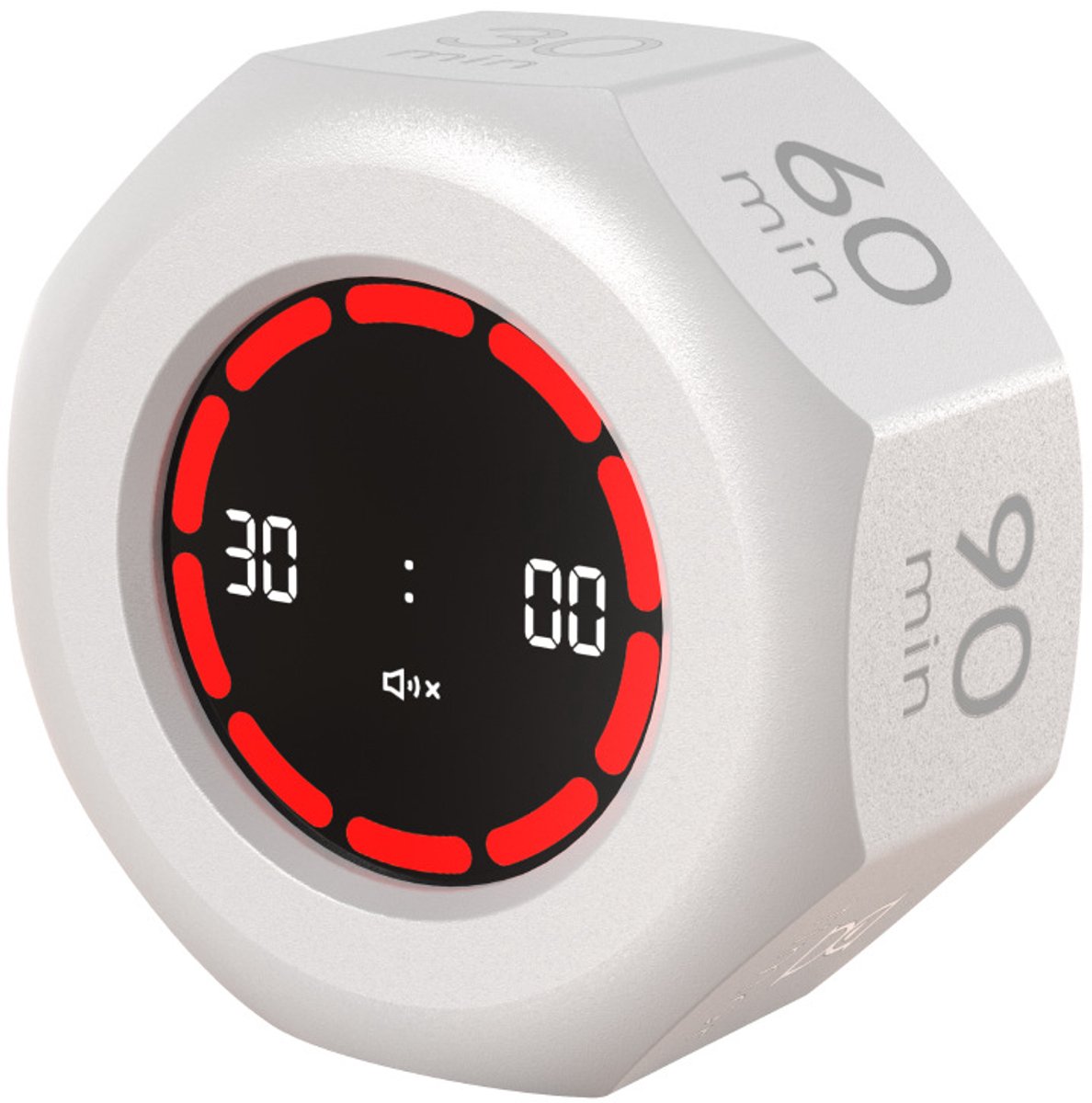 Bobypet - Digital Gravity Flip Timer - Oplaadbare Pomodoro Timer Cube voor Productiviteit - Visuele Timer voor Kinderen & Volwassenen - Stille Countdown Timer voor Keuken, Studeren, Kantoor - Wit