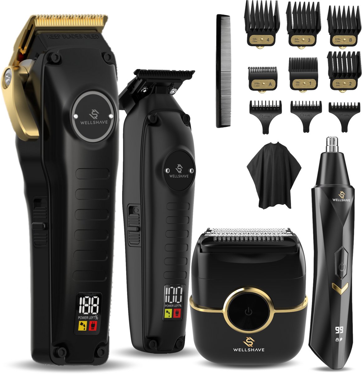 Wellshave Barber Deal 3.0 - Barber Set - Kappers set - Tondeuse Mannen - Foil Shaver - Hair Clipper - Kappers Tondeuse - Trimmer voor haar & baard - Neustrimmer - Head Shaver - Tondeuse set