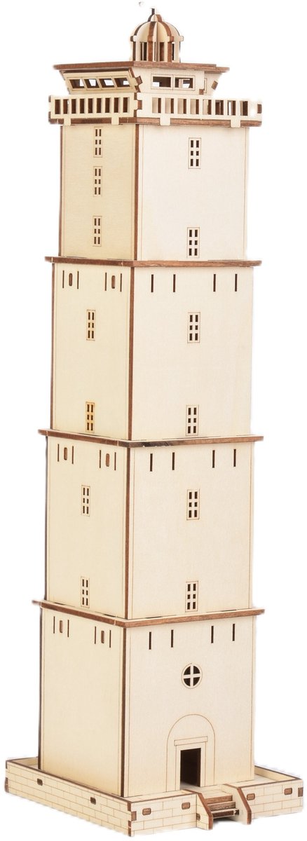 Kitcreatives- DIY 3D Bouwpakket- Vuurtoren Brandaris- Terschelling- hout- 67 onderdelen