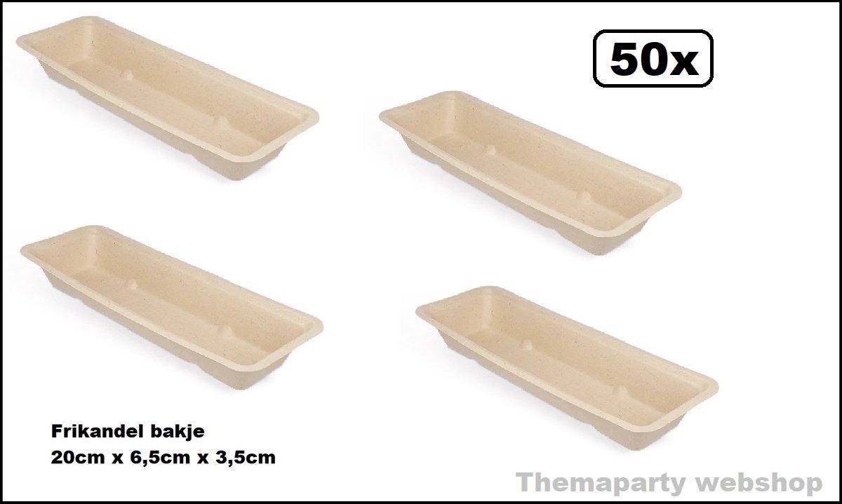 50x Bio Frikandelbakje A16 suikerriet - Frikandel frites saus friet bakje snack diner