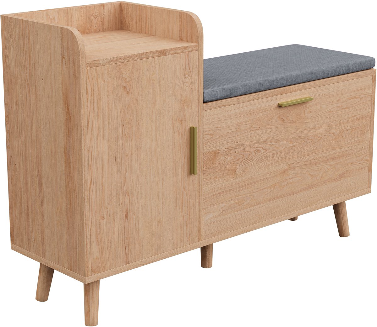 M-Goods Schoenenkast met Zitbank - Schoenenrek met Opbergruimte - Moderne Hallekast - 100x30x70 cm