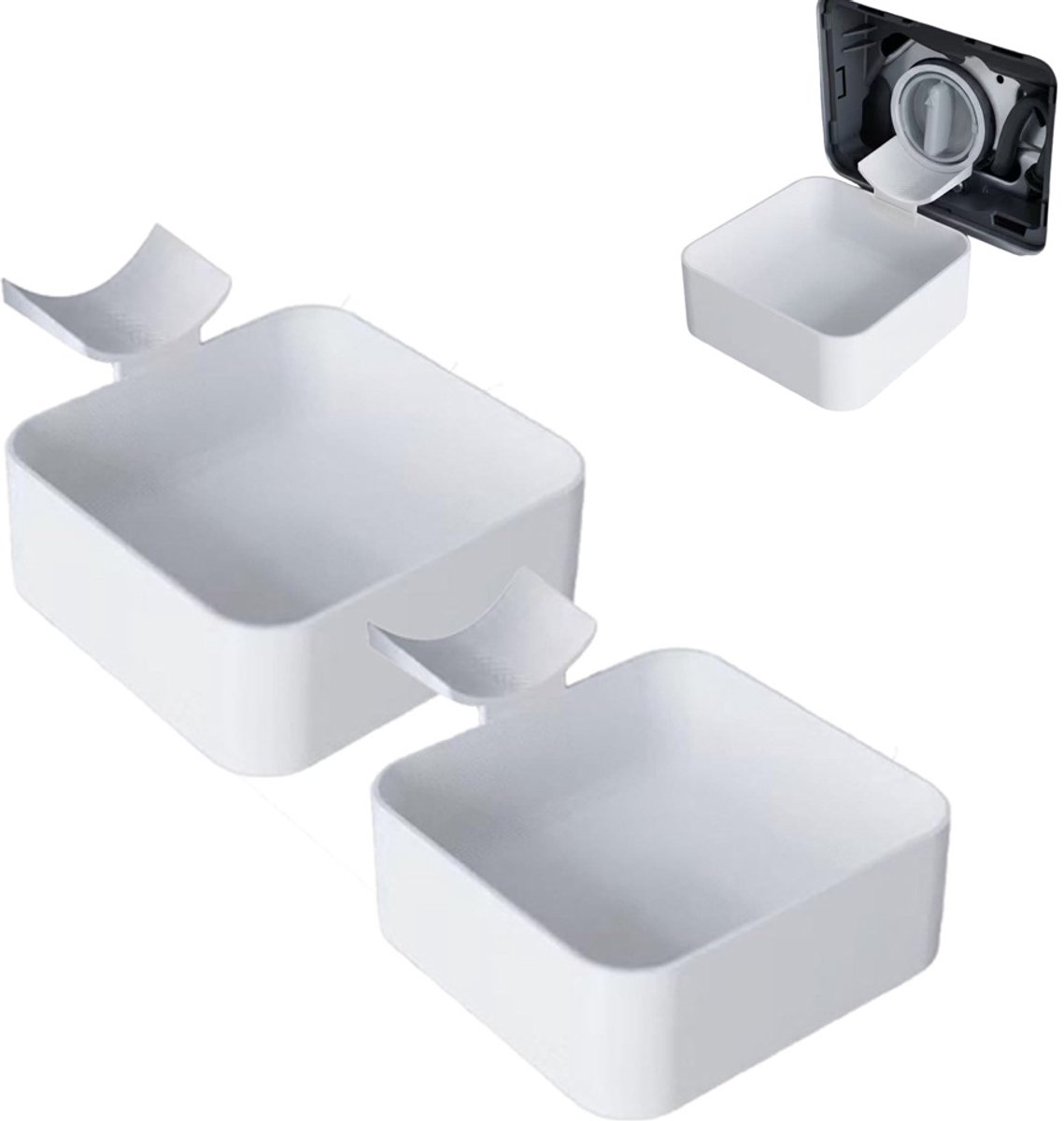 2 stuks Lekbak Wasmachine - Afvoerbak voor wasmachine - Afvalwaterbak van de wasmachine - Afvalwateropvangbak - 12 × 12cm - Geschikt voor wasmachines - Universeel - Wit - Kunststof