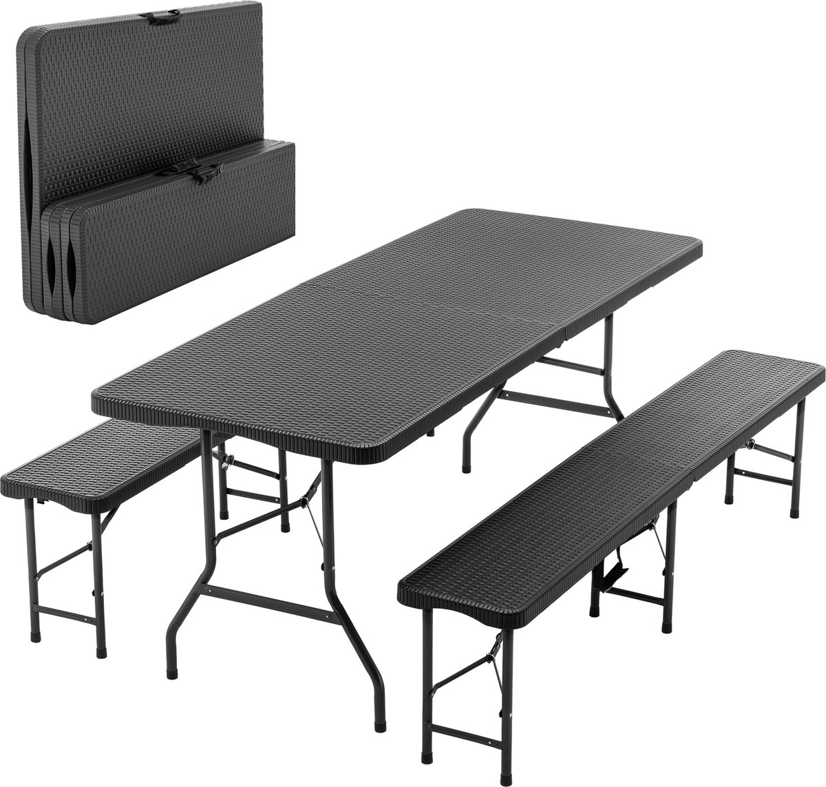 M-Goods Picknicktafel Set Inklapbaar 180 cm - Picknicktafel met 2 Banken - 6 Personen - 300 kg Draagkracht