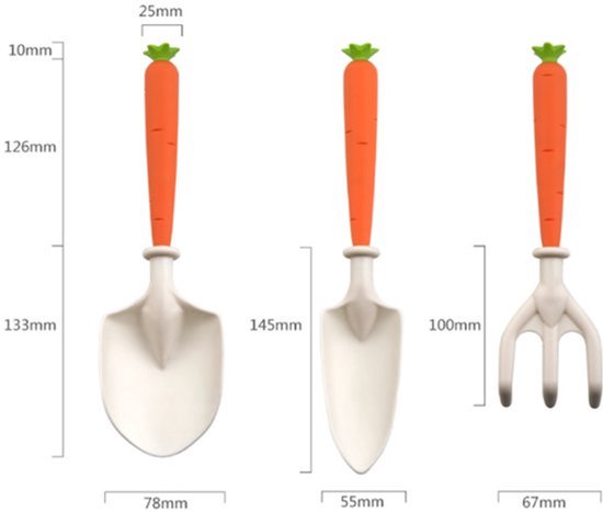 3 delige set - Combi Gereedschap - Tuingereedschap - Kleine tuingereedschapset voor kinderen - Oranje - kunststof - Plantenschep - Tuinschep — afbeelding 5