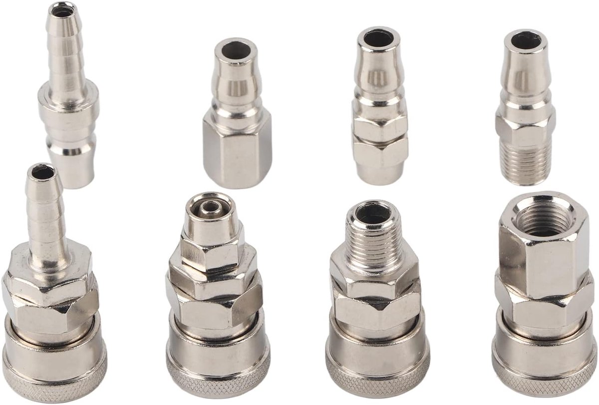 SnelShoppen - 8 Stuks Compressor Aansluiting 1/4 Inch BSP Snelsluiting Gecomprimeerde Lucht Snelsluiting Europese Pneumatische Luchtkoppeling voor Luc