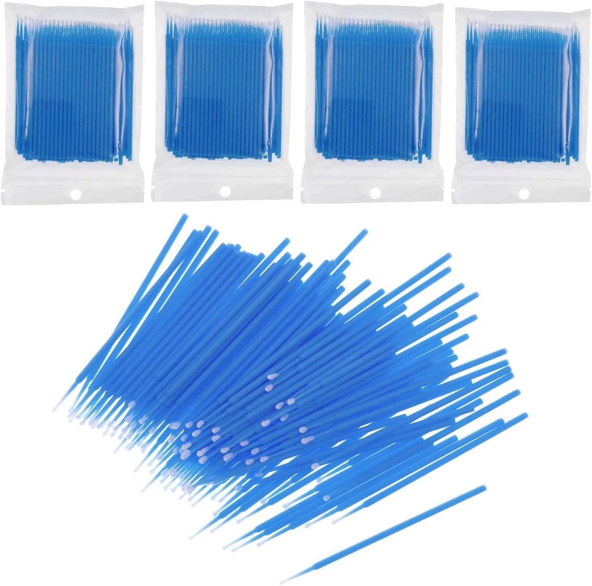 SnelShoppen - 400 x Wegwerp Plastic Microborstels voor Wimpers, Oogmake-up, Schoonmaken, Kleur: Blauw, 10 cm Lengte, Microvezel, Ideaal voor Wimperext