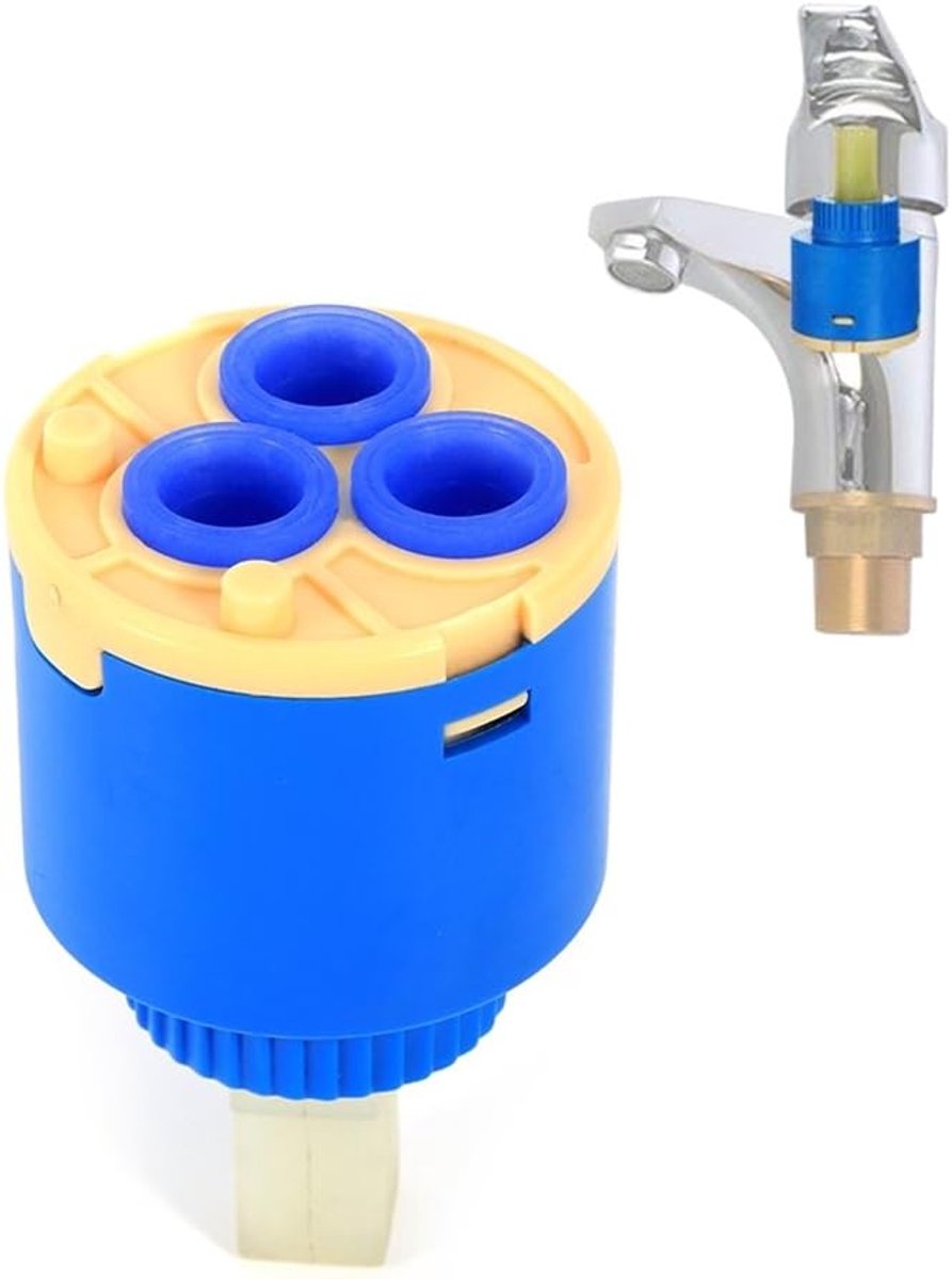 SnelShoppen - 35/40mm Keramische Cartridge Kraan Vervangingswater Mixer Tap Interieur Controle Kraan Ventiel - Hoogwaardige PP Kunststof, Kwartdraai O