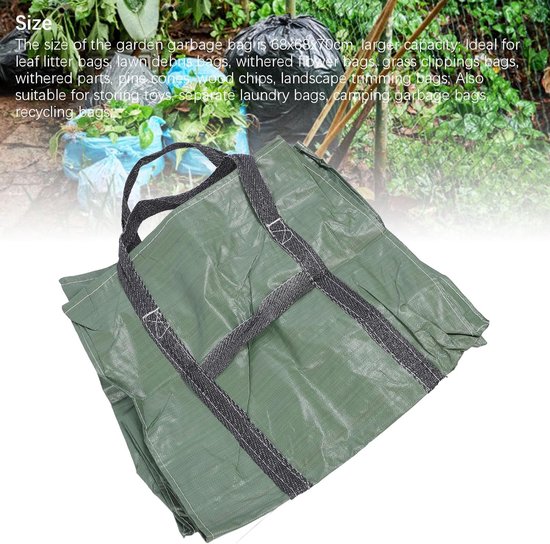 Stevige Tuinbladzak - Afvalzak Tuin - Tuinafval Verzamelen - Verbeterde Handgrepen - 68x68x70cm - Groen — afbeelding 4