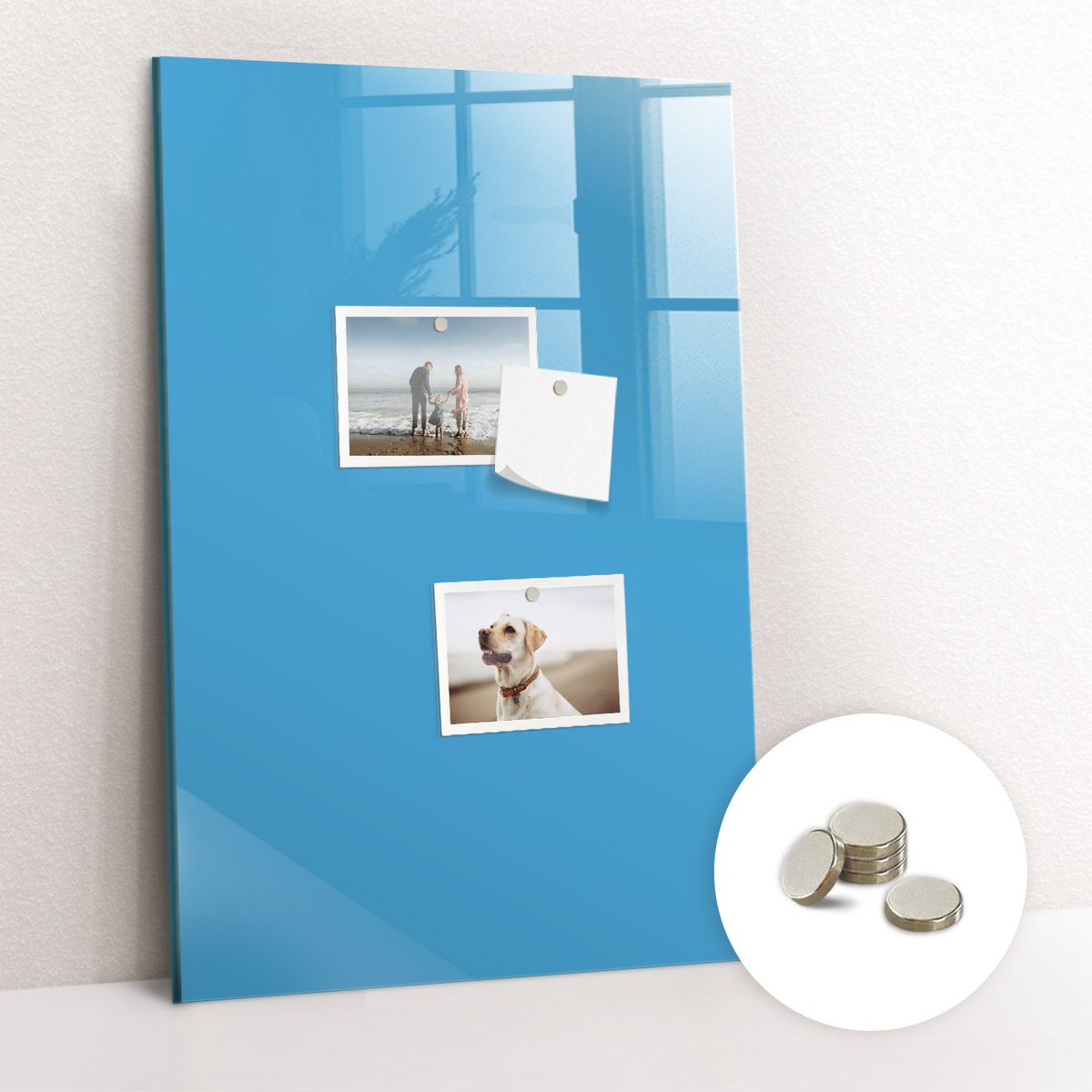 Tulup Glassboard - Blauwe kleur Magneetbord - 40 cm x 60 cm - Magnetisch Bord Kind - Organizer Muur - Magneetbord Rechthoekig Blauw - Gratis 5 Sterke Magneten - Magnetisch Wandbord - Magnet Board