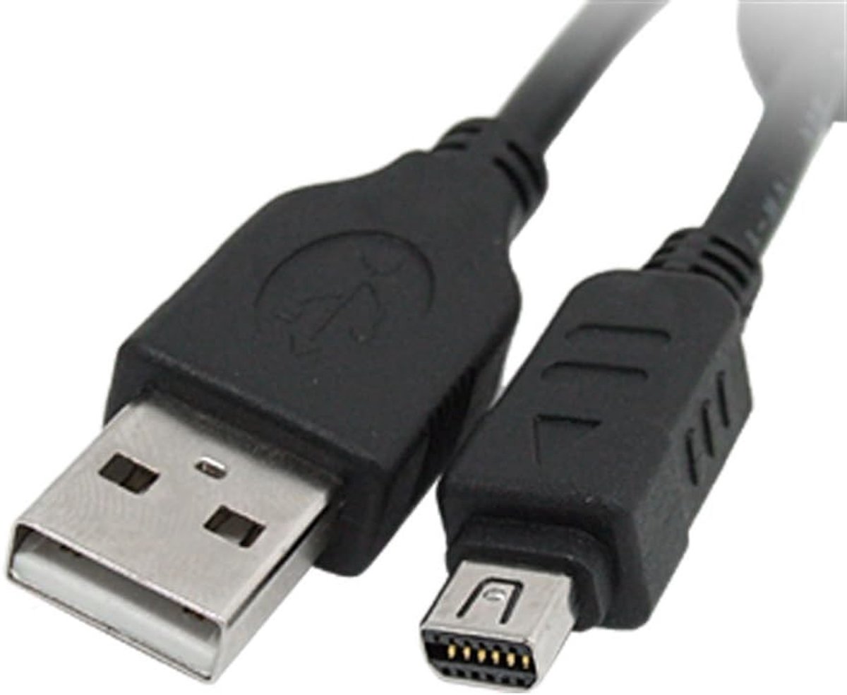 SnelShoppen - Mini 12 Pin USB Gegevensoverdrachtskabel voor Digitale Camera's Olympus FE Serie - 1,4 m Lengte, Compatibel met Windows 2000/XP, 12 Term