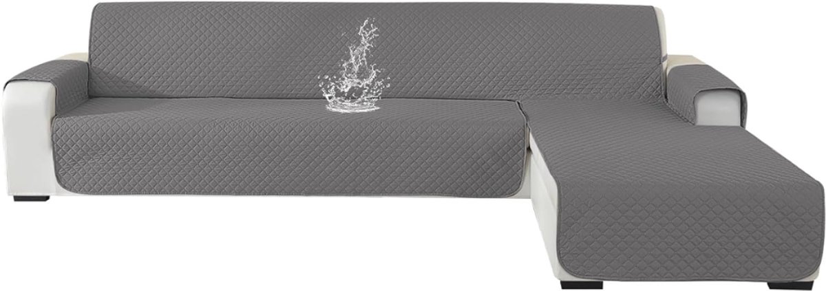 ZRNS® Bankhoezen voor Hoekbank - Bankovertrek 3-zits Universeel - Bankbeschermer Waterdicht - Grijs