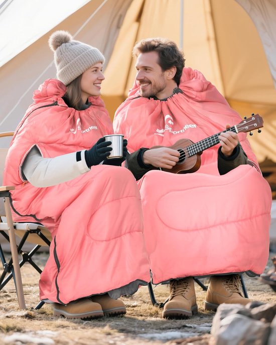 Kampeer slaapzak - Deksel slaapzak - Outdoor avonturen - Waterdicht en warm - 220 x 84 cm - Roze — afbeelding 4