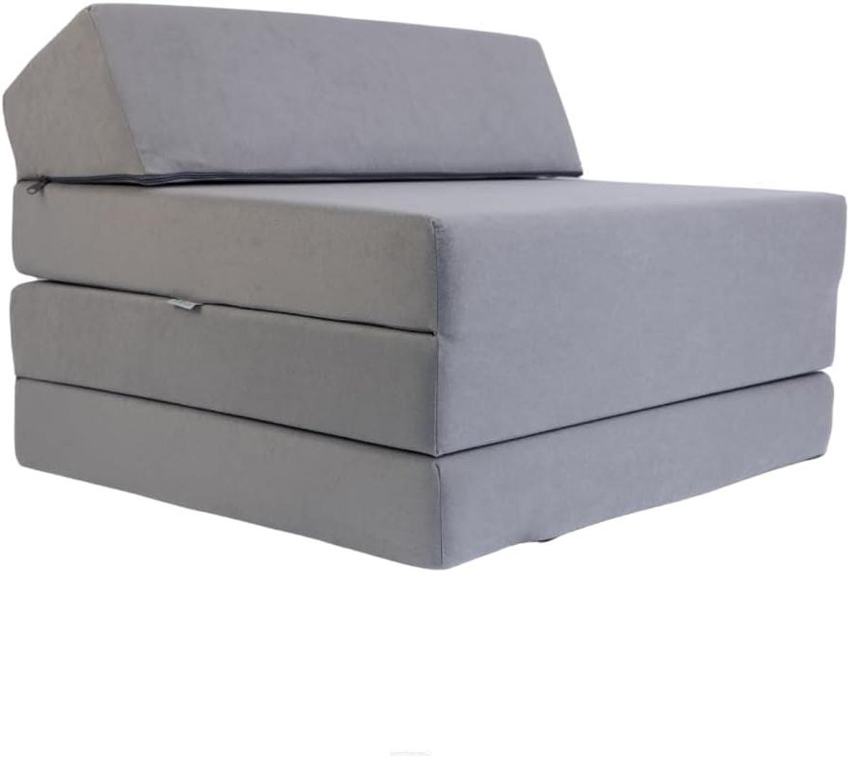 Vouwmatras 3-delig - Gastenmatras extra bed - Comfortabel slapen - Wasbare hoes - 200x70x10 cm - Lichtgrijs