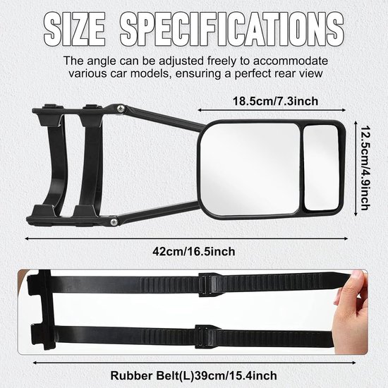 Riloer 2x Caravan Mirror Trailer Drag Mirrors, RV Pull Mirror, Adjustable Extendable Mirror for Car, RV, Caravan, RV, Most Large Vehicle Mirrors — afbeelding 2