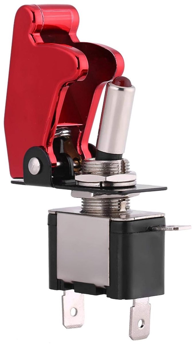 SnelShoppen - Toggle Switch 12V 20A met Rode LED Licht, SPST Aan/Uit Schakelaar voor Auto, Boot, Racing - Duurzaam en Professioneel Gebruik