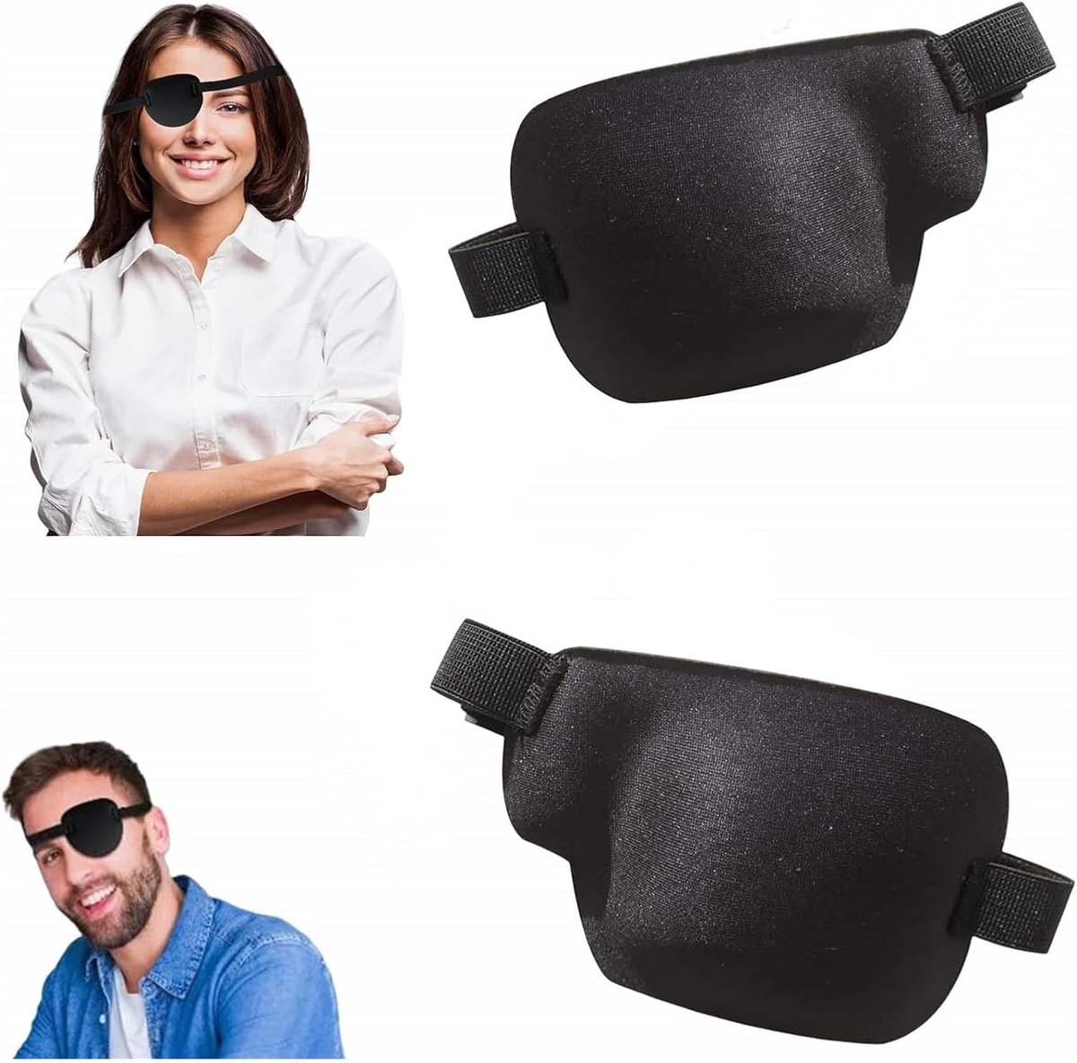 SnelShoppen - 2 Stuks 3D Aanpasbare Medische Oogmaskers voor Links en Rechts Strabismus Amblyopie, Lui Oog Visietraining en Herstel, Zwart