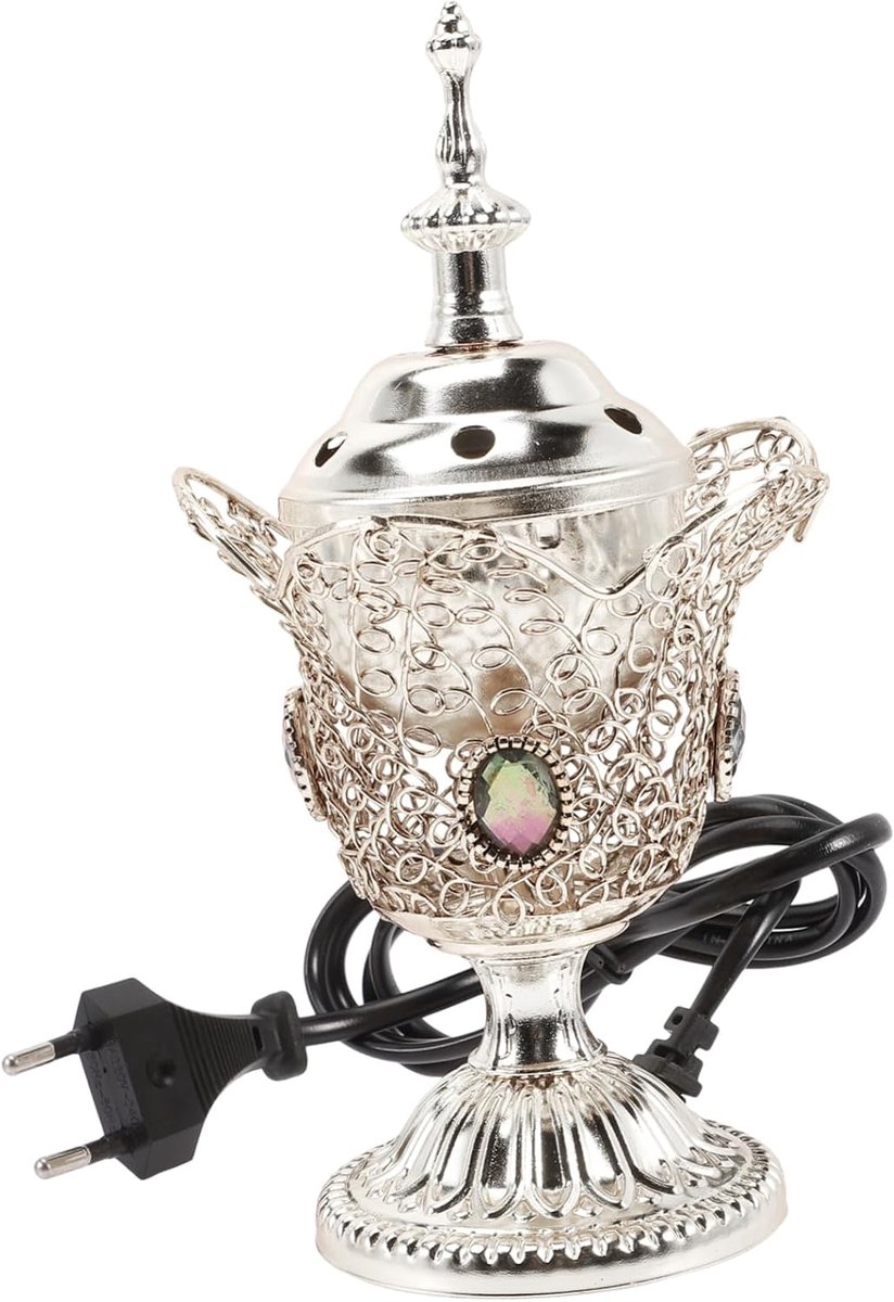 SnelShoppen - Elektrische Incense Burner, Metalen Midden-Oosterse Stijl Vintage met EU Stekker voor Aromatherapie, Huis, Woonkamer, Kantoor, Decoratie